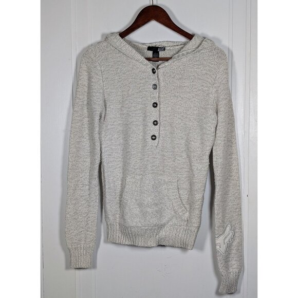 Fox Racing Knit Women's Size Medium Hooded Sweater Hoodie Motocross Button Up - Picture 1 of 4